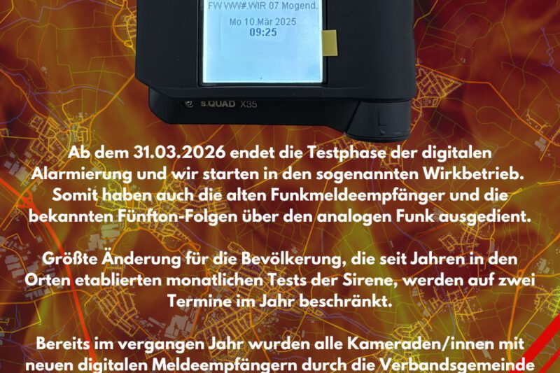 Start des Wirkbetriebs der digitalen Alarmierung